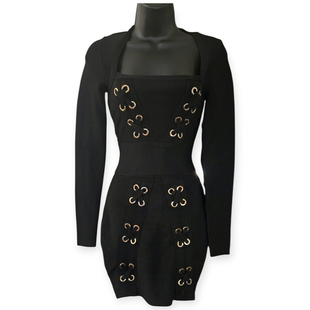 Elegant Black Dress with Gold Accents